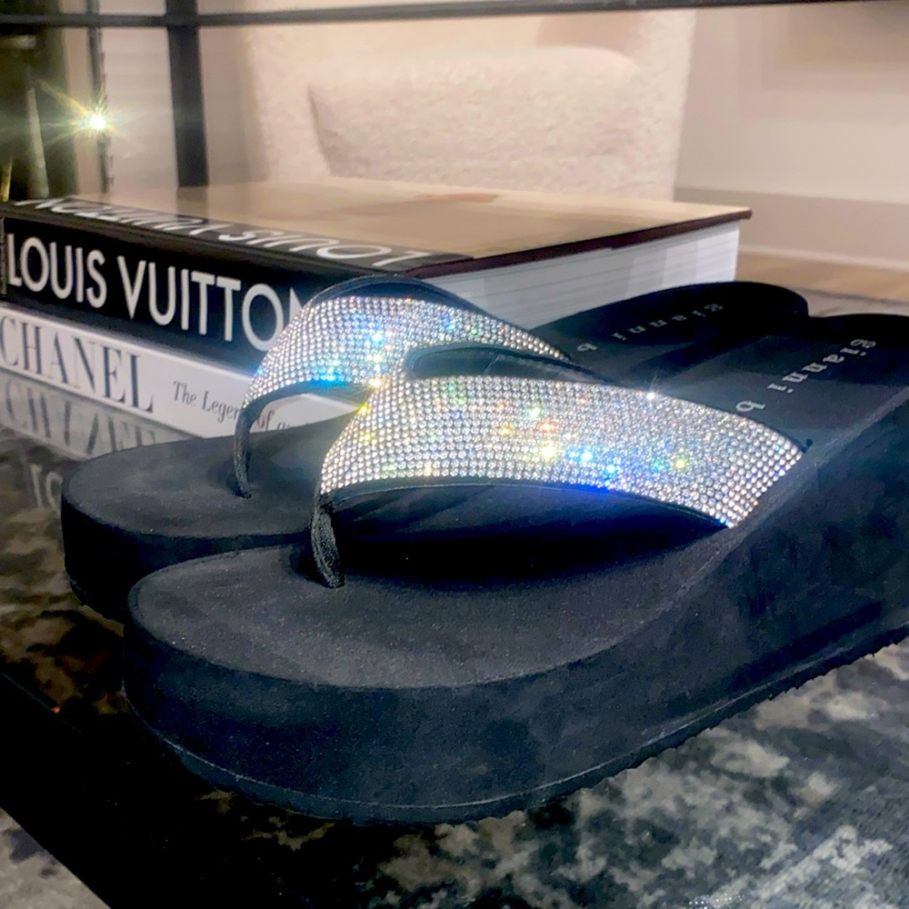 Gianni Bini Rhinestone Thong Platform Flip Flop Sandals